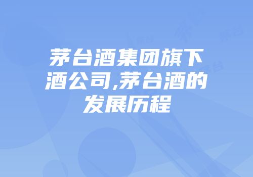 茅台酒集团旗下酒公司,茅台酒的发展历程