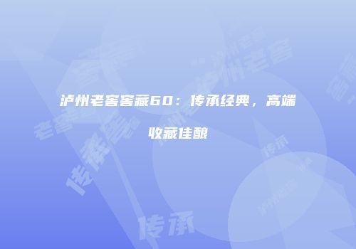 泸州老窖窖藏60：传承经典，高端收藏佳酿