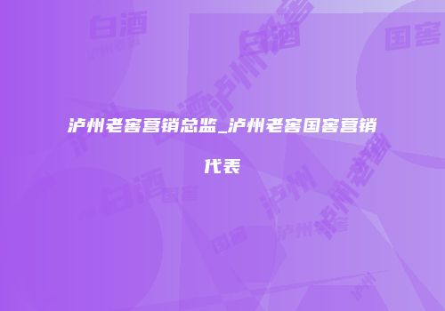 泸州老窖营销总监_泸州老窖国窖营销代表