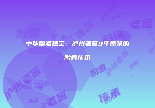 中华酿酒瑰宝：泸州老窖9年原浆的醇香传承