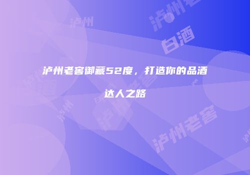 泸州老窖御藏52度，打造你的品酒达人之路