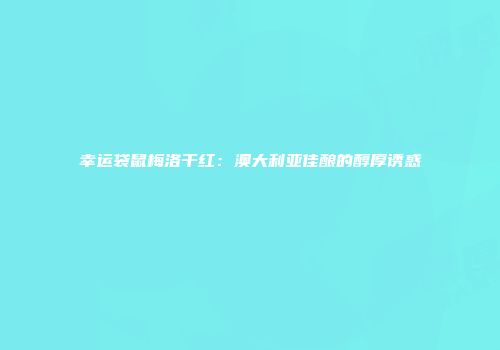 幸运袋鼠梅洛干红：澳大利亚佳酿的醇厚诱惑