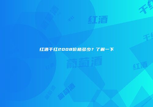 红酒干红2008价格多少？了解一下