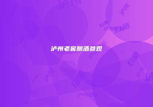 泸州老窖酿酒参观