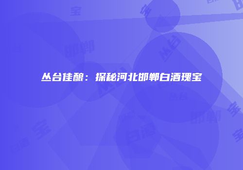 丛台佳酿：探秘河北邯郸白酒瑰宝