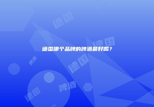 德国哪个品牌的啤酒最好喝？