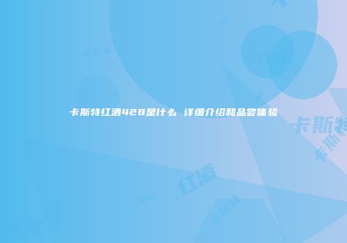 卡斯特红酒428是什么 详细介绍和品尝体验