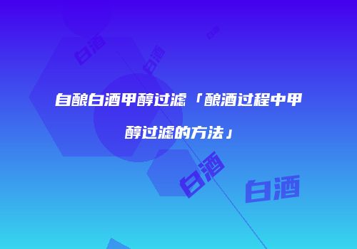 自酿白酒甲醇过滤「酿酒过程中甲醇过滤的方法」