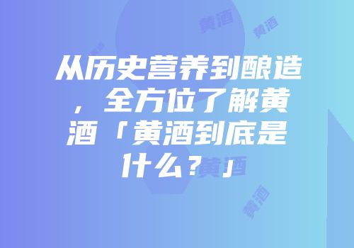 从历史营养到酿造，全方位了解黄酒「黄酒到底是什么？」