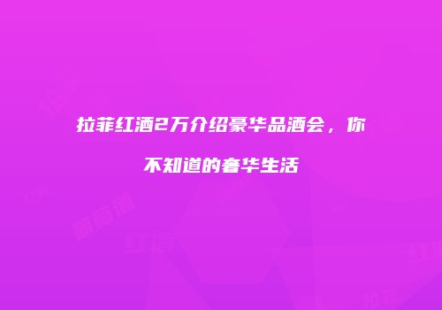 拉菲红酒2万介绍豪华品酒会，你不知道的奢华生活