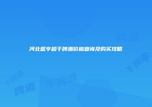 河北篮亨超干啤酒价格查询及购买攻略