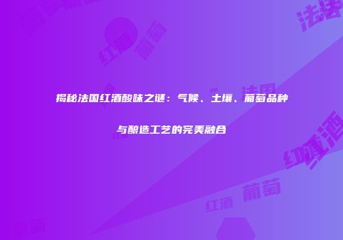 揭秘法国红酒酸味之谜：气候、土壤、葡萄品种与酿造工艺的完美融合