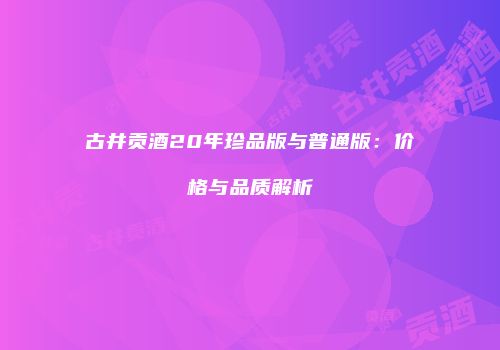 古井贡酒20年珍品版与普通版：价格与品质解析