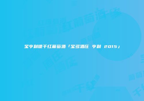 宝亨利德干红葡萄酒「宝多酒庄 亨利 2015」