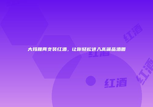 大玛雅两支装红酒，让你轻松进入高端品酒圈