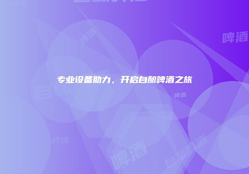 专业设备助力，开启自酿啤酒之旅
