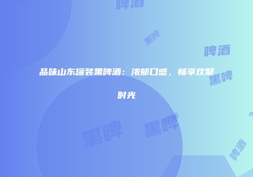 品味山东罐装黑啤酒：浓郁口感，畅享欢聚时光