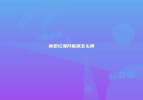 新型红酒开瓶器怎么用