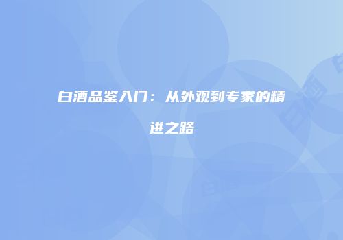 白酒品鉴入门：从外观到专家的精进之路