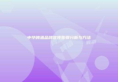 中华啤酒品牌宣传步骤分析与方法