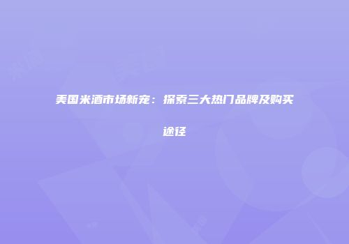 美国米酒市场新宠：探索三大热门品牌及购买途径