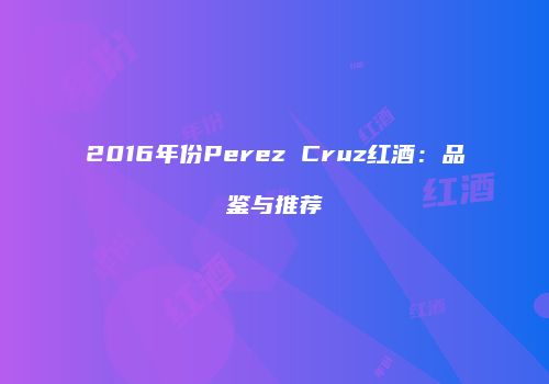 2016年份Perez Cruz红酒：品鉴与推荐