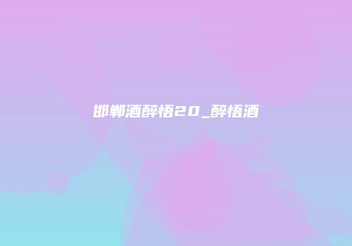 邯郸酒醉悟20_醉悟酒