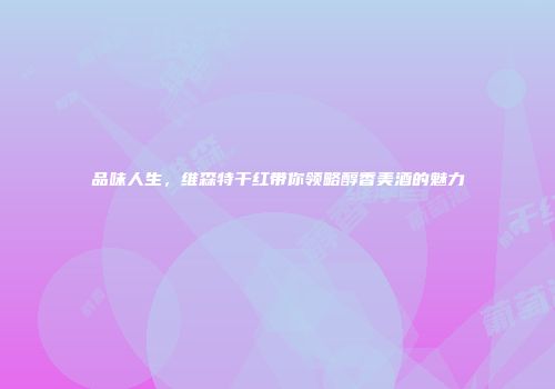 品味人生，维森特干红带你领略醇香美酒的魅力