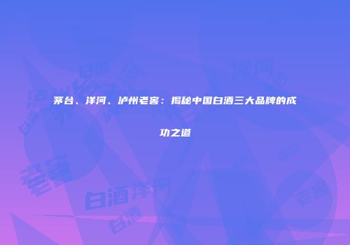 茅台、洋河、泸州老窖：揭秘中国白酒三大品牌的成功之道