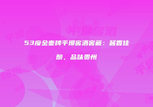 53度金壶牌平坝窖酒窖藏：酱香佳酿，品味贵州