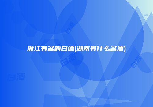 浙江有名的白酒(湖南有什么名酒)
