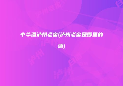 中华酒泸州老窖(泸州老窖是哪里的酒)