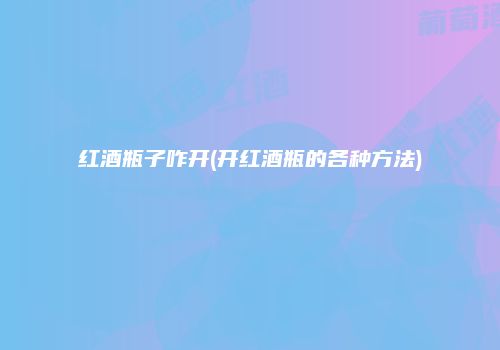 红酒瓶子咋开(开红酒瓶的各种方法)