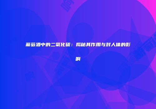 葡萄酒中的二氧化硫：揭秘其作用与对人体的影响