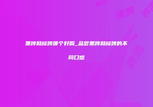 黑啤和棕啤哪个好喝_品尝黑啤和棕啤的不同口感