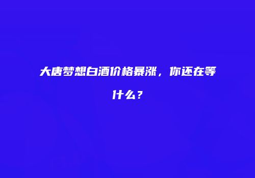 大唐梦想白酒价格暴涨，你还在等什么？