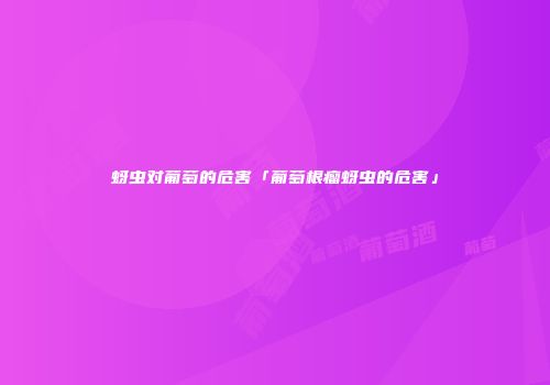 蚜虫对葡萄的危害「葡萄根瘤蚜虫的危害」