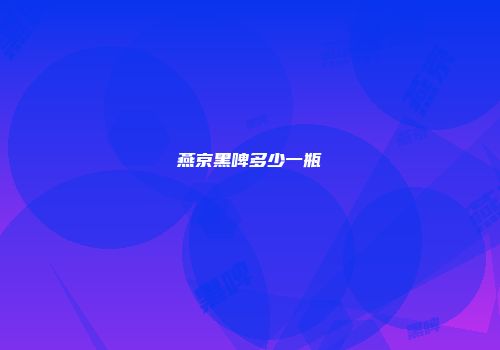 燕京黑啤多少一瓶
