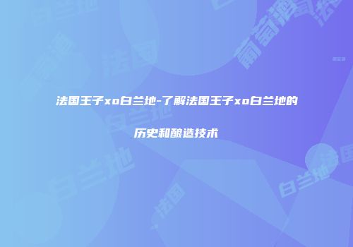 法国王子xo白兰地-了解法国王子xo白兰地的历史和酿造技术