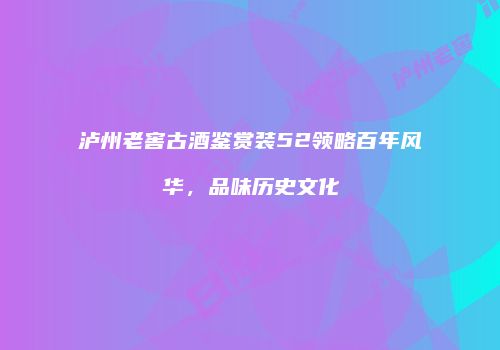 泸州老窖古酒鉴赏装52领略百年风华，品味历史文化