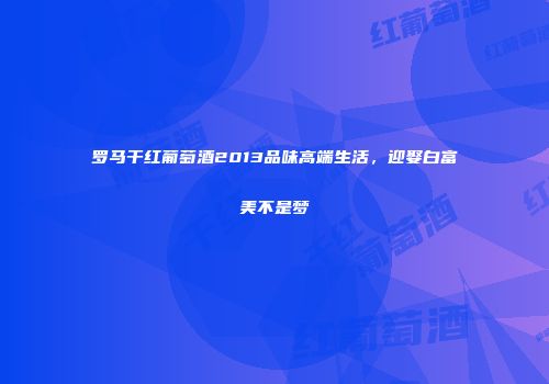 罗马干红葡萄酒2013品味高端生活，迎娶白富美不是梦