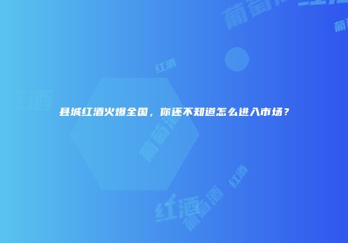 县城红酒火爆全国，你还不知道怎么进入市场？
