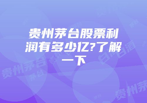 贵州茅台股票利润有多少亿?了解一下