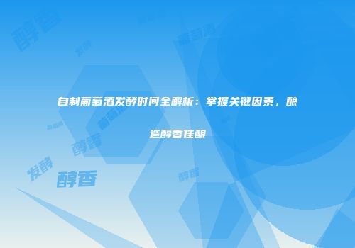自制葡萄酒发酵时间全解析：掌握关键因素，酿造醇香佳酿