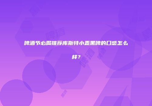 啤酒节必喝推荐库斯特小麦黑啤的口感怎么样？