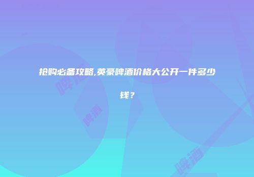 抢购必备攻略,英豪啤酒价格大公开一件多少钱？
