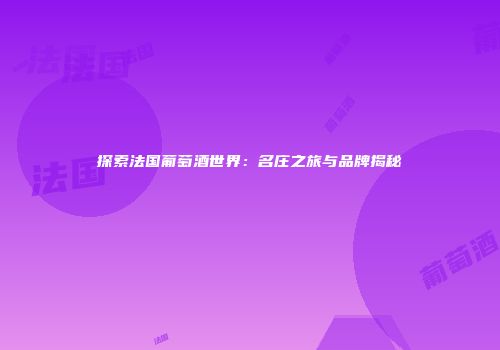 探索法国葡萄酒世界：名庄之旅与品牌揭秘