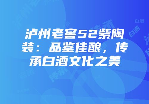 泸州老窖52紫陶装：品鉴佳酿，传承白酒文化之美