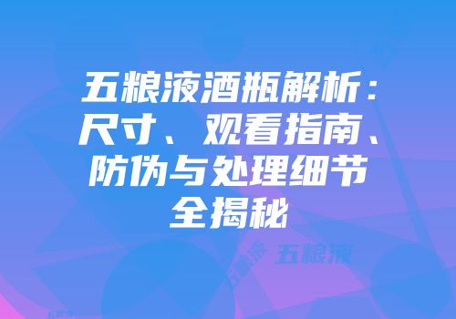 五粮液酒瓶解析：尺寸、观看指南、防伪与处理细节全揭秘