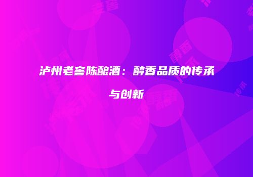泸州老窖陈酿酒：醇香品质的传承与创新